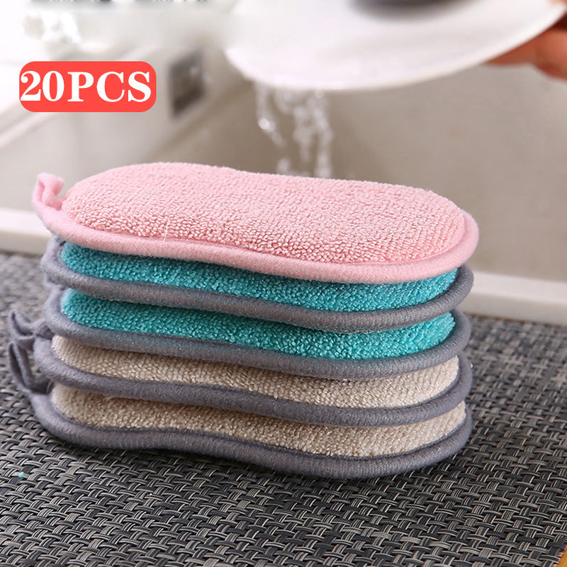 Dish Cloth Kitchen Cleaning Double Sided Magic Wipe, Superfine Fiber Scrub Sponges, Durable Thickening (5-Pack, 10-Pack, 20-Pack)